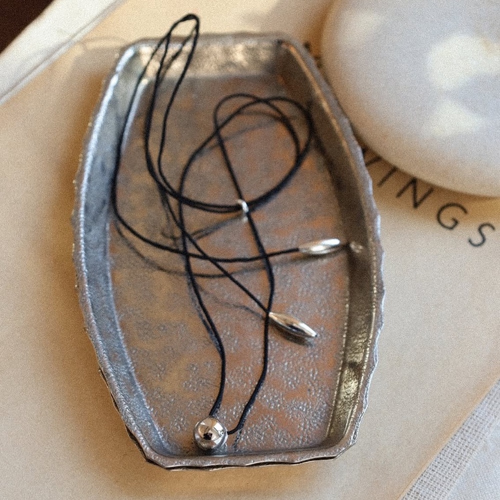 Vel Object brand Silver Bell Silk Tie Necklace